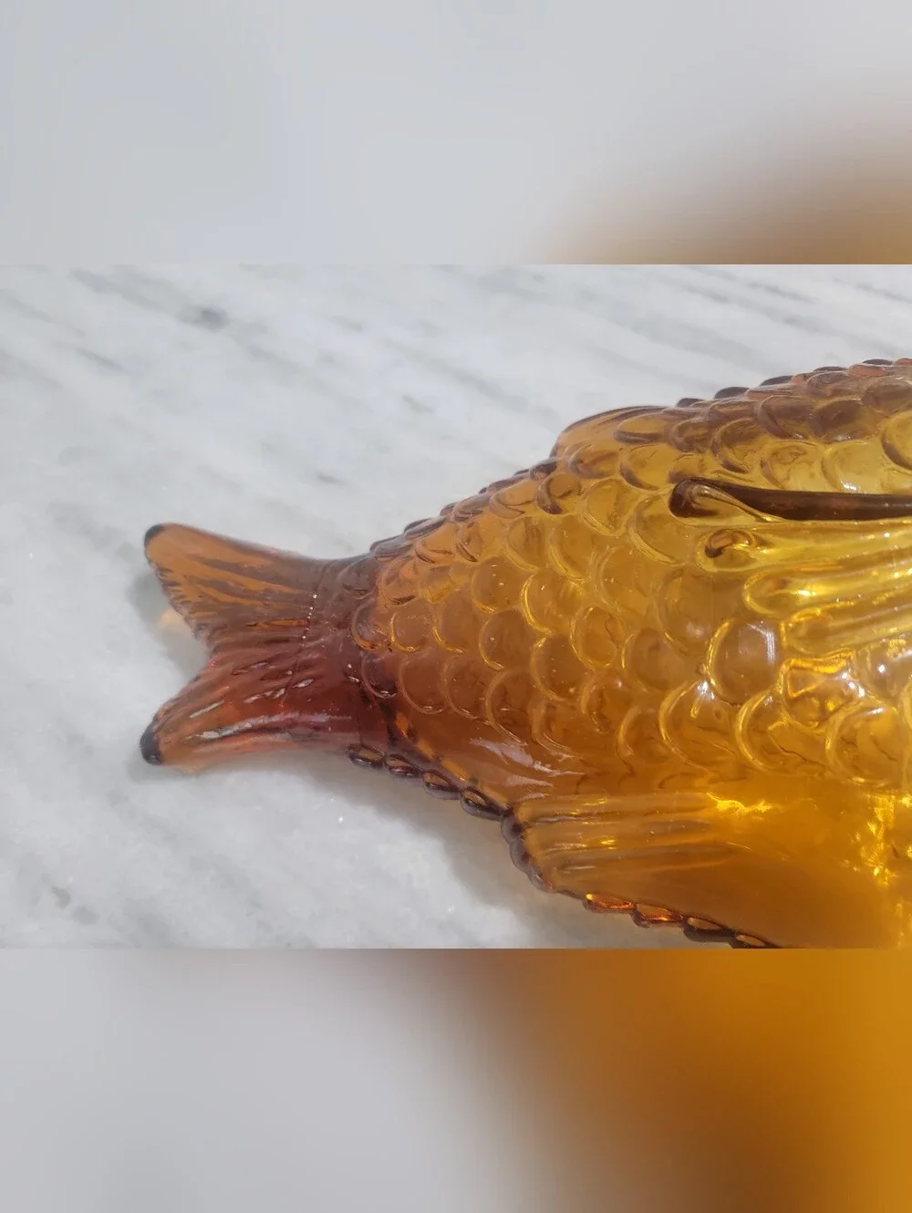 Amber Glass Fish Ornament  Decorative Accent